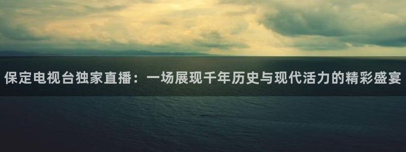 nba劲爆体育在线直播：保定电视台独家直播：一场展现千年历史与现代活力的精彩盛宴